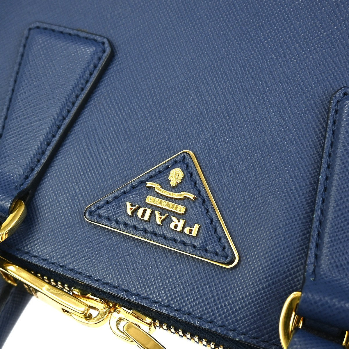 Prada Promenade Bag Saffiano Leather Blue Leather Handbag (Authentic Pre-Loved)