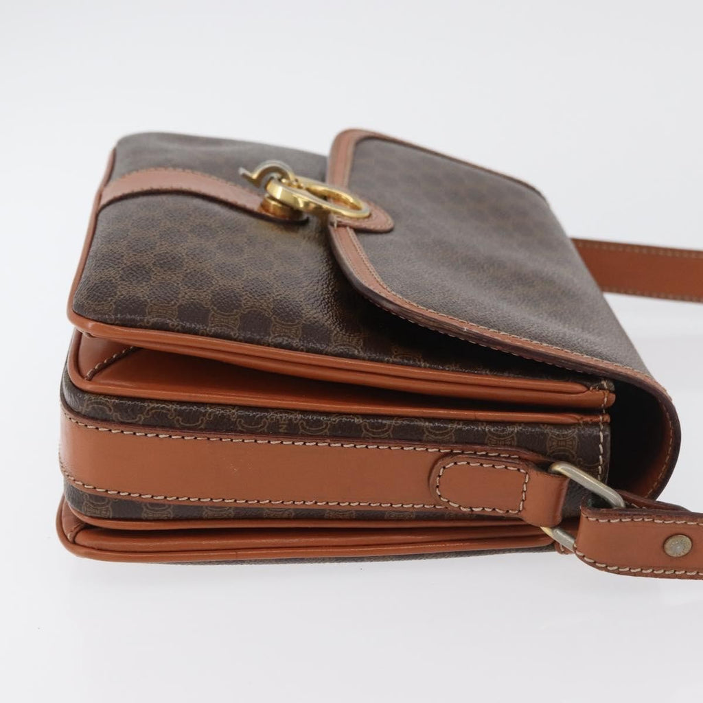 Celine Vintage Macadam Shoulder Bag Canvas And Leather Brown Canvas Handbag (Authentic Pre-Loved)