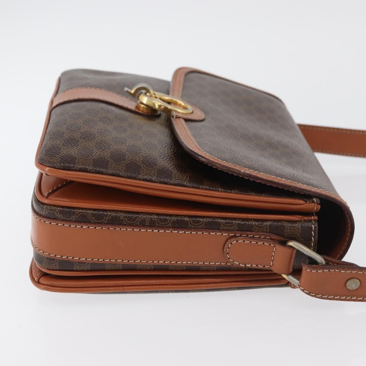 Celine Vintage Macadam Shoulder Bag Canvas And Leather Brown Canvas Handbag (Authentic Pre-Loved)