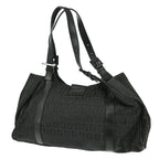 Fendi Belted Shoulder Bag Zucchino Canvas Black Canvas Handbag (Authentic Pre-Loved)