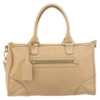 Prada Front Zip Convertible Satchel Cervo Leather Beige Leather Handbag (Authentic Pre-Loved)