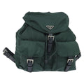 Prada Vela Double Front Pocket Backpack Tessuto With Saffiano Leather Khaki Nylon Backpack Bag (Authentic Pre-Loved)