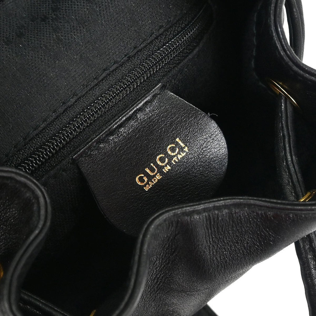 Gucci Vintage Bamboo Backpack Leather Black Leather Backpack Bag (Authentic Pre-Loved)