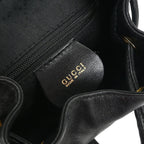 Gucci Vintage Bamboo Backpack Leather Black Leather Backpack Bag (Authentic Pre-Loved)