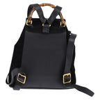 Gucci Vintage Bamboo Backpack Suede Black Suede Backpack Bag (Authentic Pre-Loved)