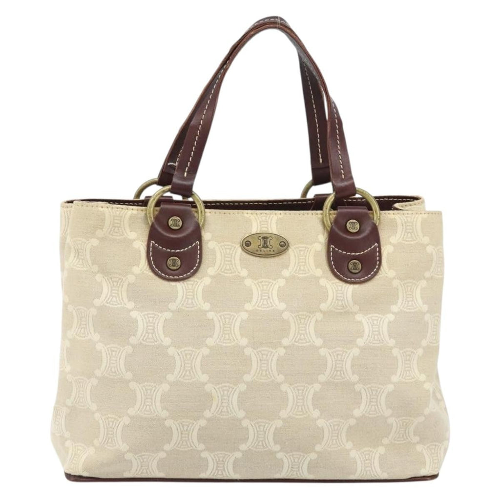 Celine Vintage Macadam Handbag Canvas And Leather Beige Canvas Handbag (Authentic Pre-Loved)