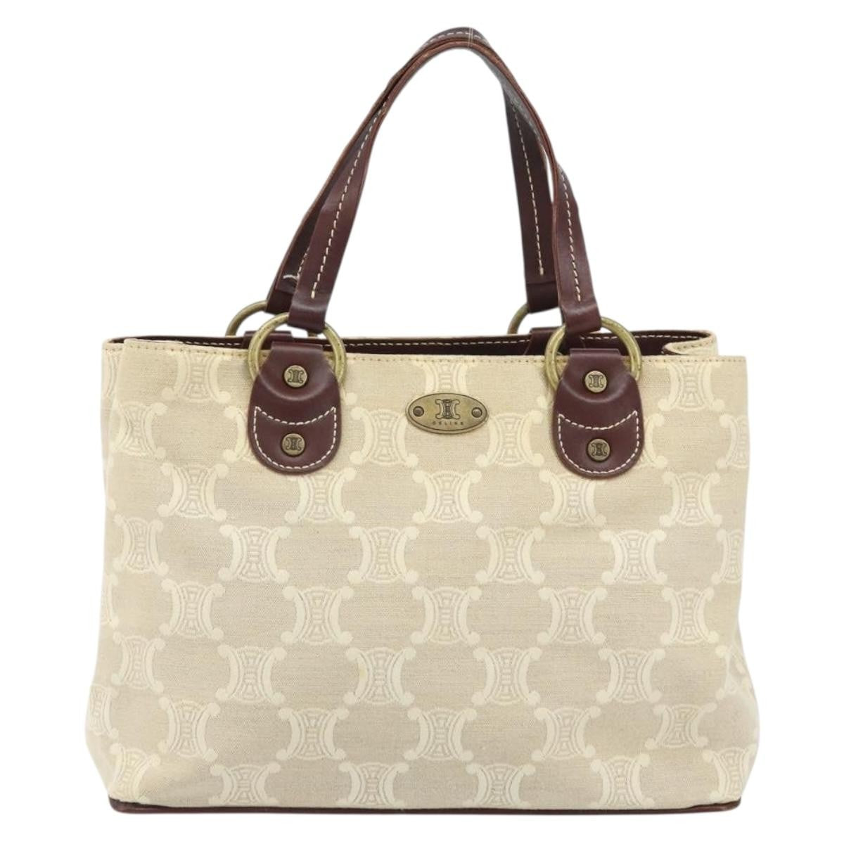 Celine Vintage Macadam Handbag Canvas And Leather Beige Canvas Handbag (Authentic Pre-Loved)