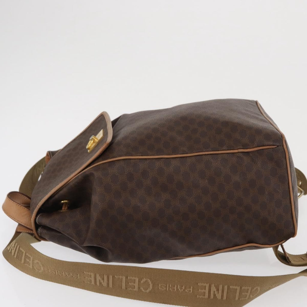 Celine Vintage Macadam Backpack Canvas And Leather Brown Canvas Backpack Bag (Authentic Pre-Loved)