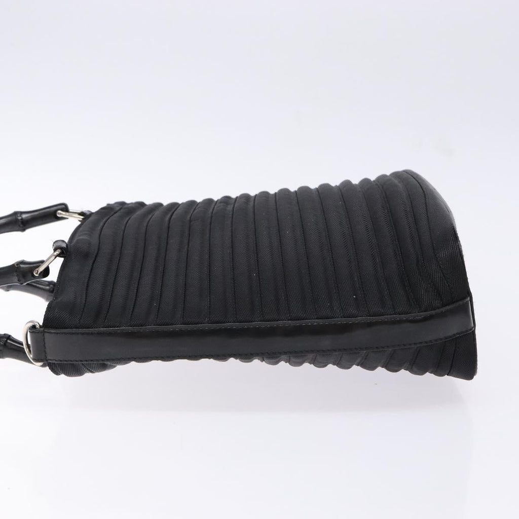 Gucci Vintage Bamboo Handle Bag Nylon Black Nylon Handbag (Authentic Pre-Loved)