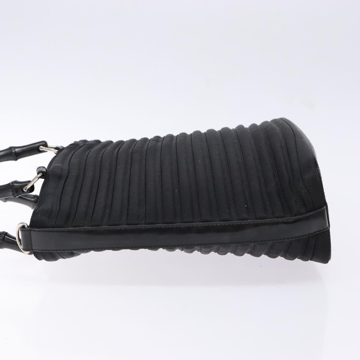 Gucci Vintage Bamboo Handle Bag Nylon Black Nylon Handbag (Authentic Pre-Loved)