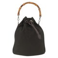 Gucci Vintage Bamboo Bucket Bag Nylon And Leather Khaki Nylon Handbag (Pre-Loved)