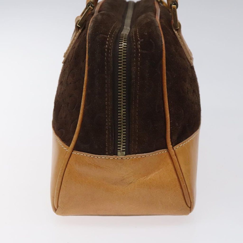 Celine C Macadam Handbag Suede And Leather Brown Suede Handbag (Authentic Pre-Loved)