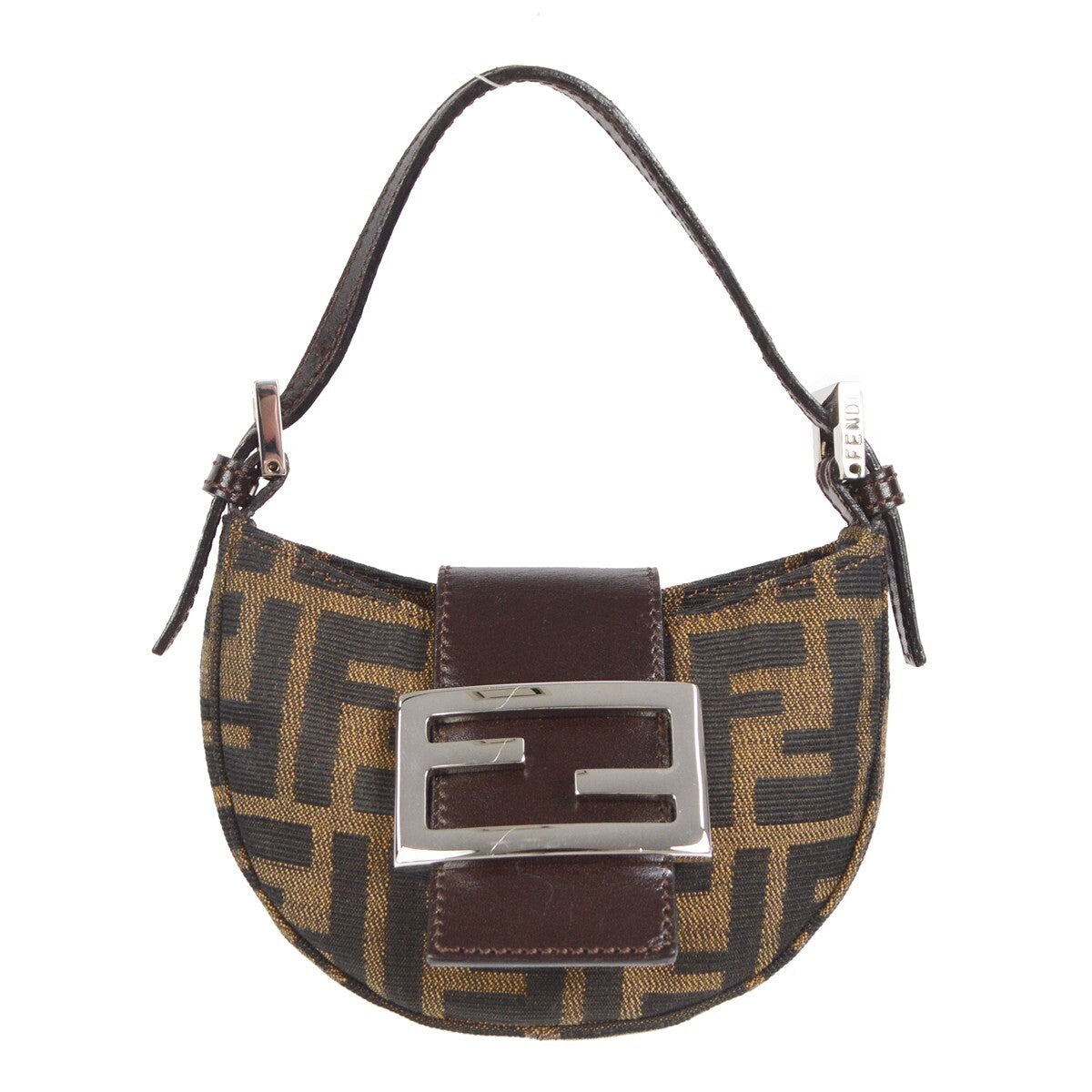 Fendi Vintage Croissant Bag Zucca Canvas Brown Canvas Handbag (Authentic Pre-Loved)