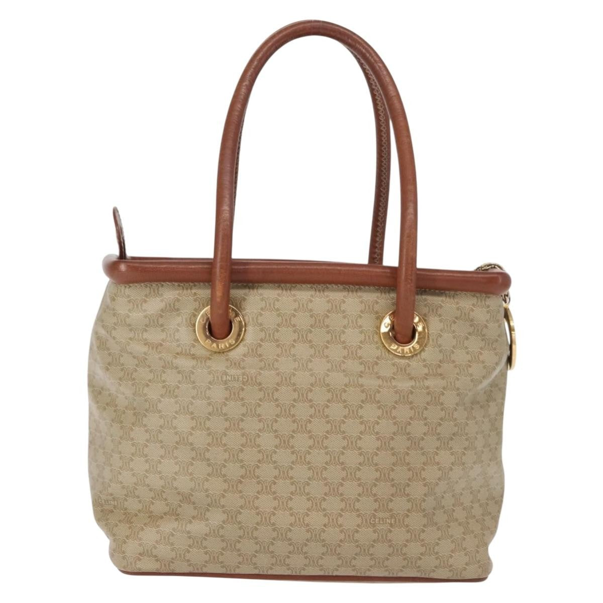 Celine Vintage Macadam Handbag Canvas And Leather Beige Canvas Handbag (Authentic Pre-Loved)