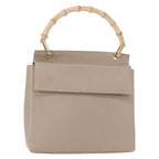 Gucci Vintage Bamboo Handle Bag Leather Beige Leather Handbag (Authentic Pre-Loved)