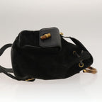 Gucci Vintage Bamboo Backpack Suede And Leather Black Suede Backpack Bag (Authentic Pre-Loved)