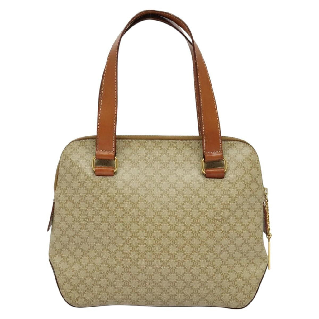Celine Vintage Macadam Handbag Canvas Beige Canvas Handbag (Authentic Pre-Loved)