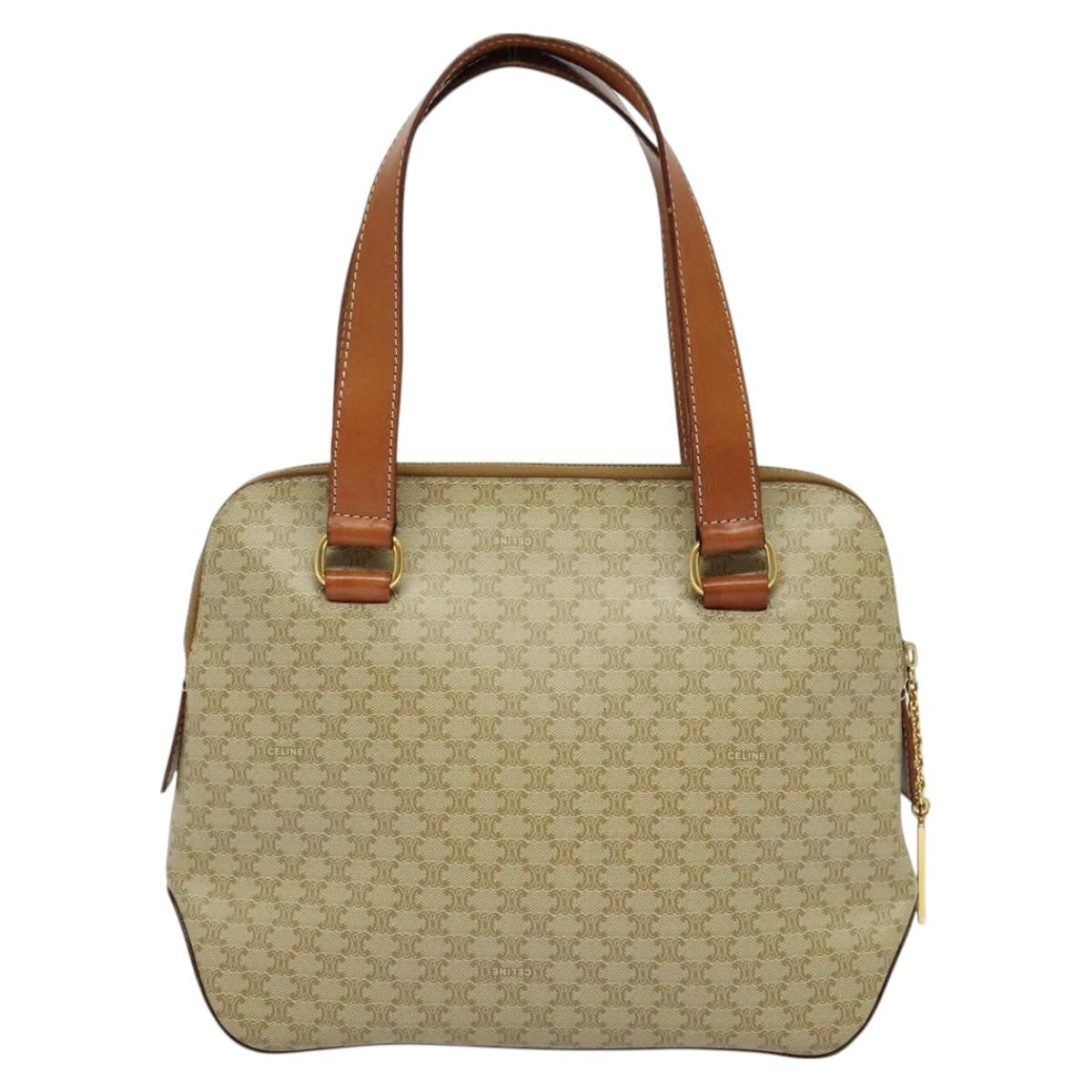 Celine Vintage Macadam Handbag Canvas Beige Canvas Handbag (Authentic Pre-Loved)
