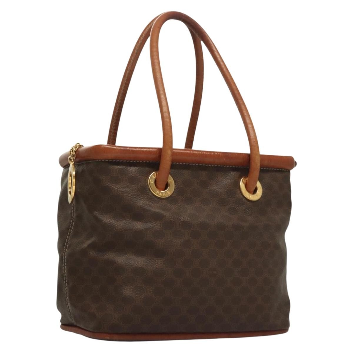 Celine Macadam Handbag Macadam With Leather Brown Canvas Handbag (Authentic Pre-Loved)