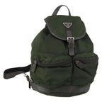 Prada Double Front Pocket Backpack Tessuto Khaki Nylon Backpack Bag (Authentic Pre-Loved)