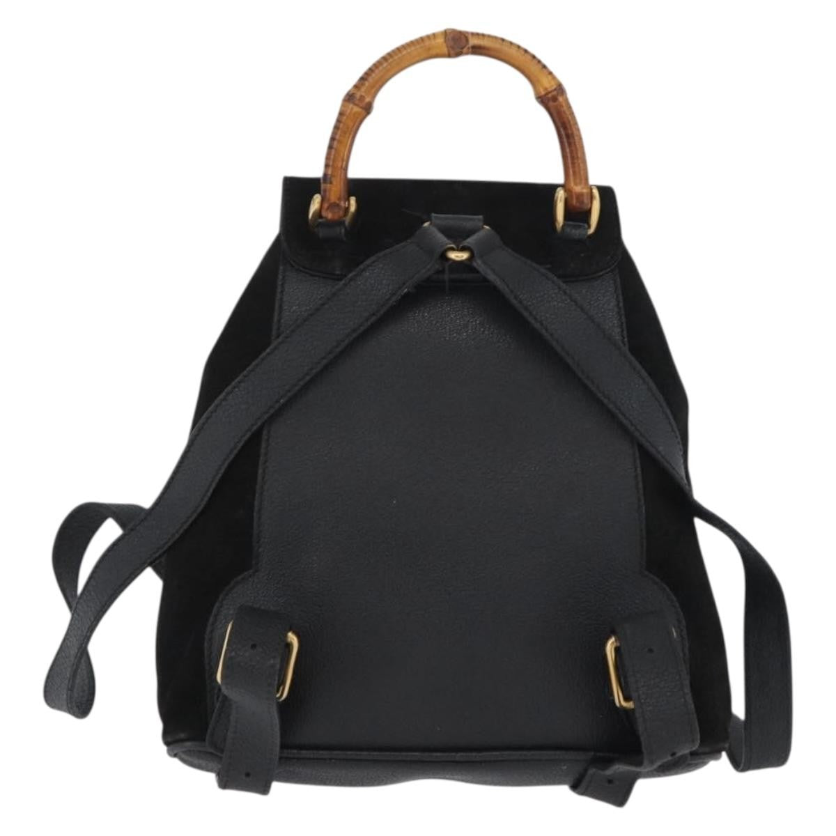 Gucci Gucci Bamboo Backpack Daim Black Suede Backpack Bag (Authentic Pre-Loved)