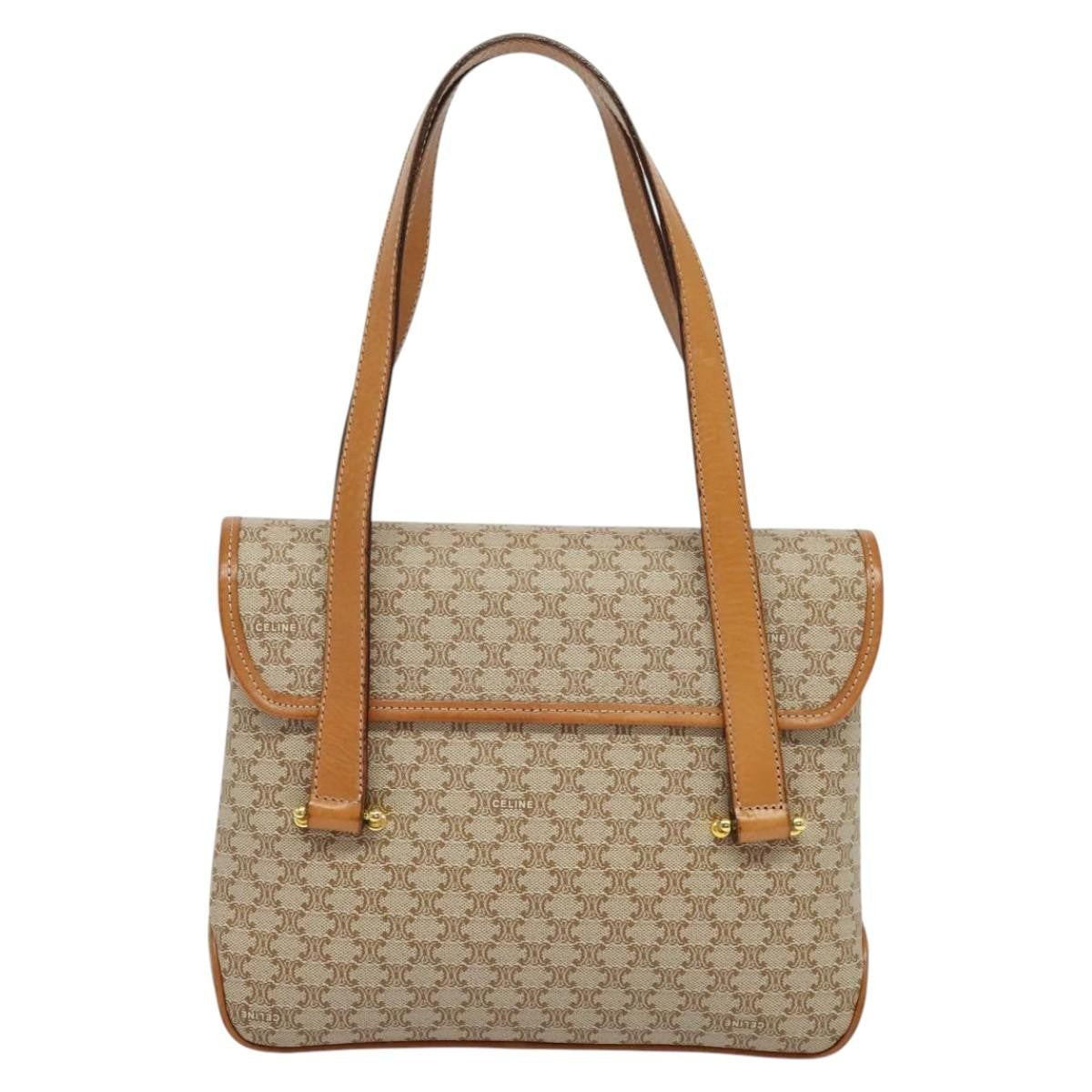 Celine Vintage Macadam Handbag Canvas And Leather Beige Canvas Handbag (Authentic Pre-Loved)