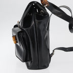 Gucci Vintage Bamboo Backpack Patent Leather Black Patent_Leather Backpack Bag (Authentic Pre-Loved)