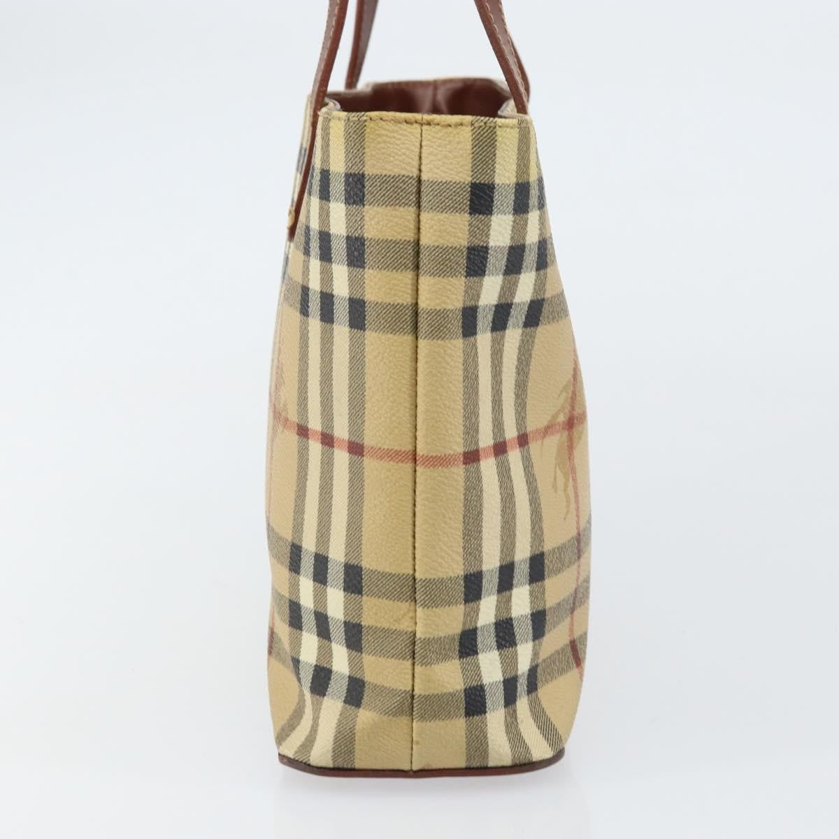 Burberry Top Handle Tote Haymarket Coated Canvas Beige Canvas Handbag (Authentic Pre-Loved)