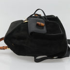 Gucci Vintage Bamboo Backpack Suede And Leather Black Suede Backpack Bag (Authentic Pre-Loved)