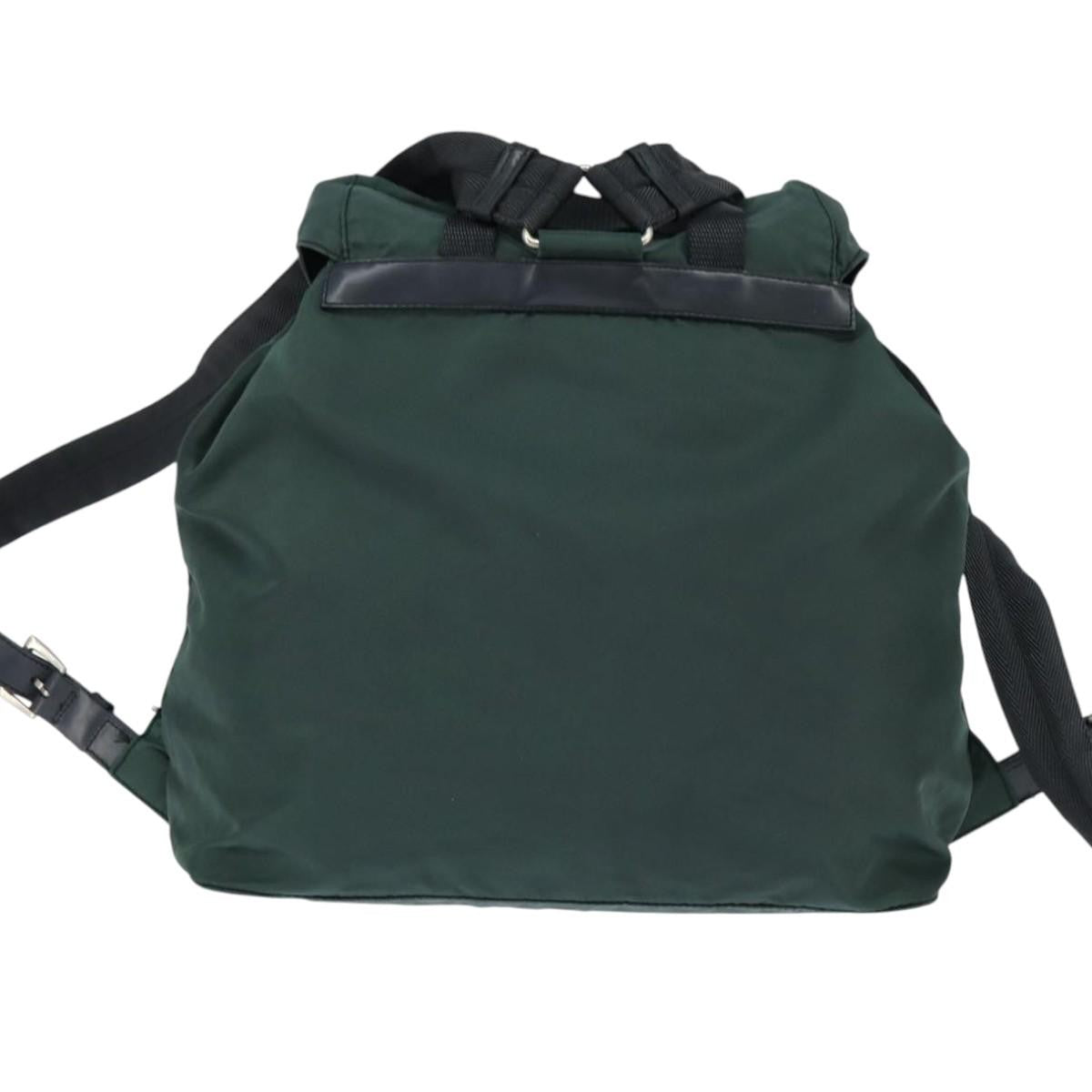 Prada Vela Double Front Pocket Backpack Tessuto With Saffiano Leather Khaki Nylon Backpack Bag (Authentic Pre-Loved)