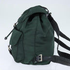 Prada Vela Double Front Pocket Backpack Tessuto With Saffiano Leather Khaki Nylon Backpack Bag (Authentic Pre-Loved)