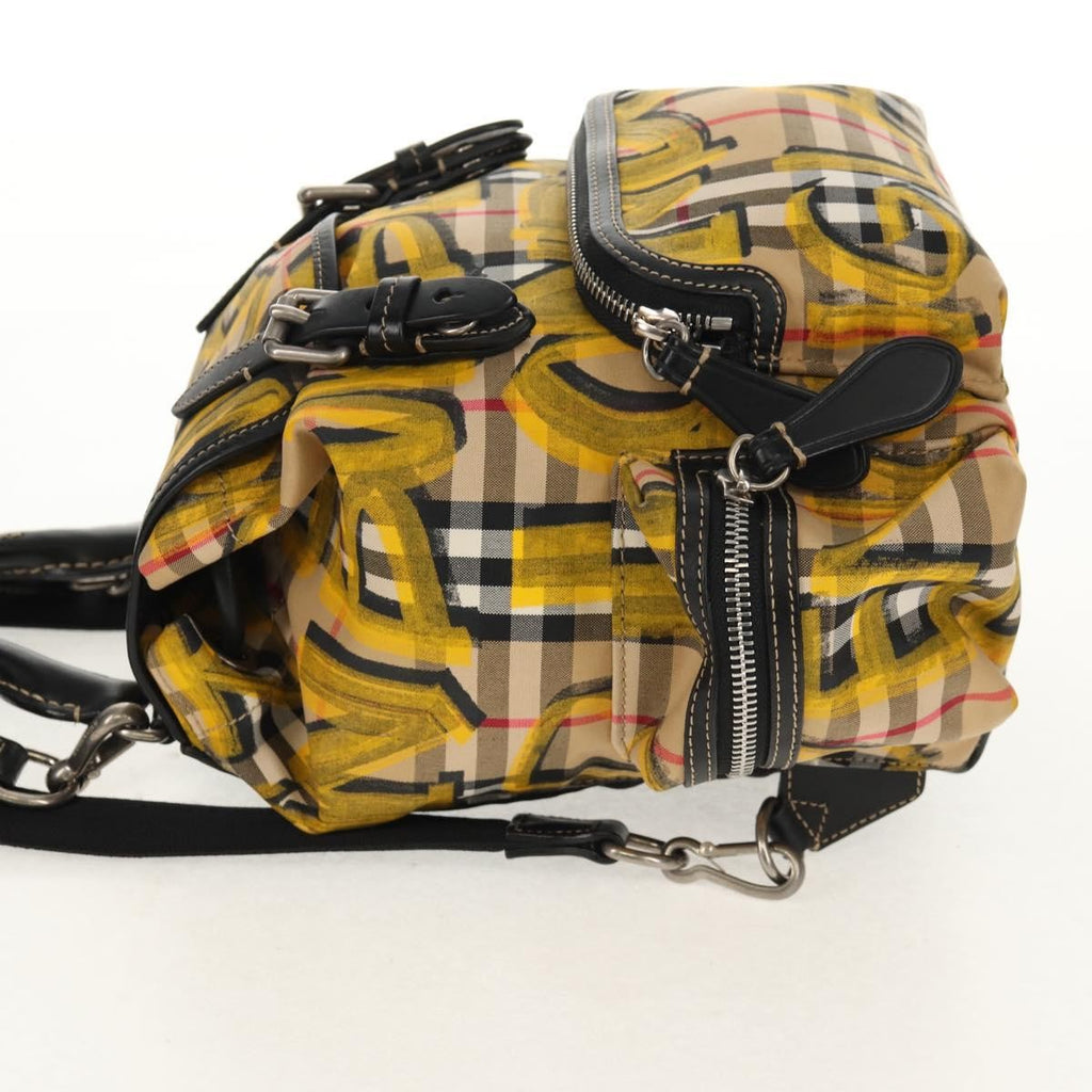Burberry Graffiti Rucksack Backpack Vintage Check Canvas Beige Canvas Backpack Bag (Authentic Pre-Loved)
