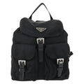 Prada Vela Double Front Pocket Backpack Tessuto With Saffiano Leather Black Nylon Backpack Bag (Authentic Pre-Loved)
