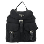 Prada Vela Double Front Pocket Backpack Tessuto With Saffiano Leather Black Nylon Backpack Bag (Authentic Pre-Loved)