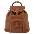 Gucci Vintage Bamboo Backpack Leather Brown Leather Backpack Bag (Authentic Pre-Loved)