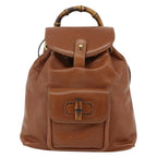 Gucci Vintage Bamboo Backpack Leather Brown Leather Backpack Bag (Authentic Pre-Loved)