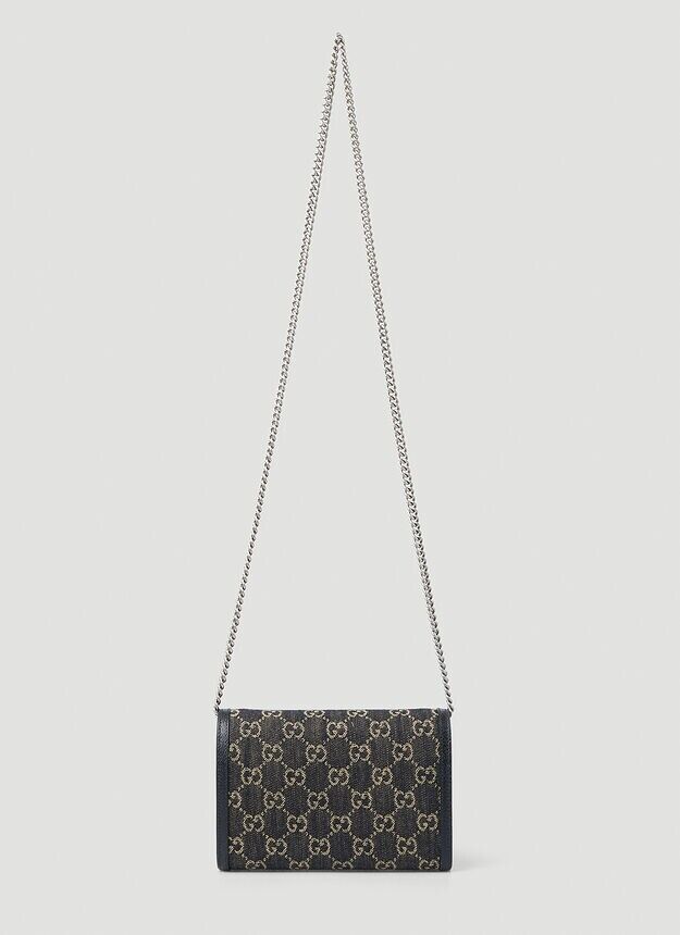 Gucci Dionysus GG Mini Shoulder Bag Cotton Black Denim Handbag Purse Italy NEW