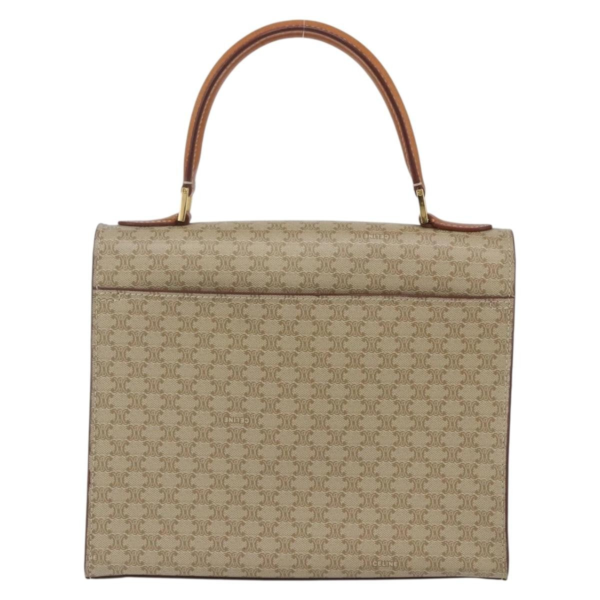 Celine Vintage Macadam Handbag Canvas And Leather Beige Canvas Handbag (Authentic Pre-Loved)