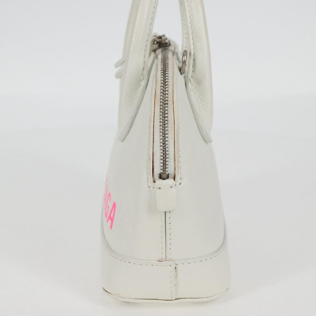 Balenciaga Logo Ville Bag Leather White Leather Handbag (Authentic Pre-Loved)