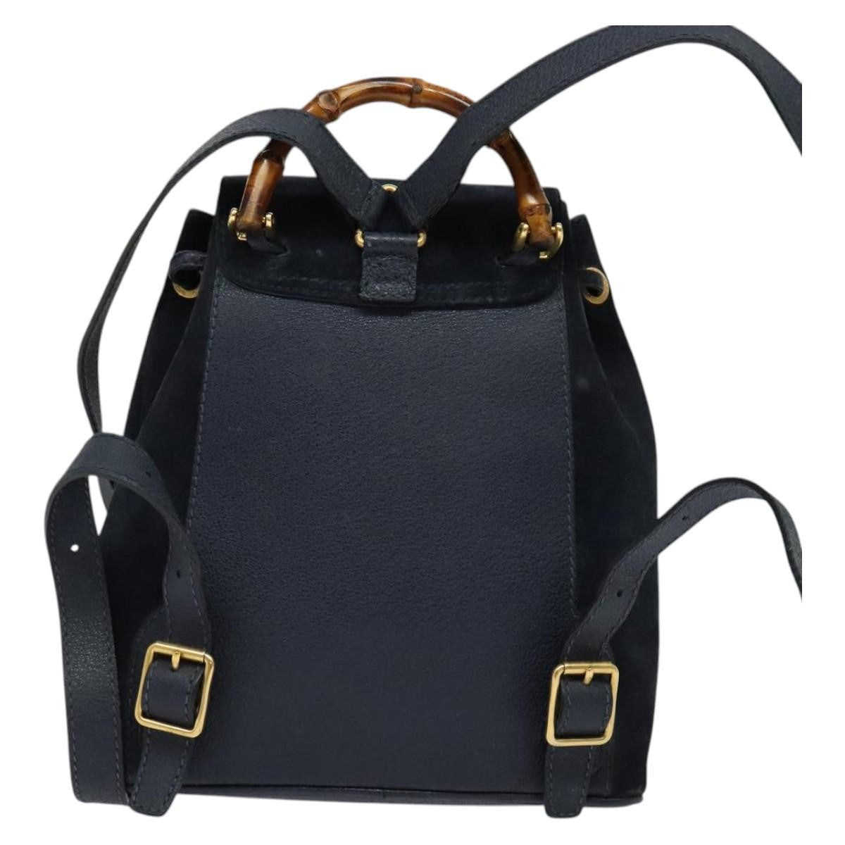 Gucci Gucci Bamboo Backpack Daim Navy Suede Backpack Bag (Authentic Pre-Loved)