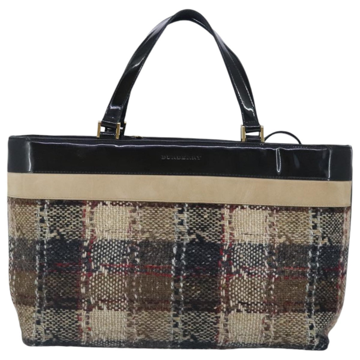 Burberry Nova Check Handbag Wool Beige Wool Handbag (Authentic Pre-Loved)