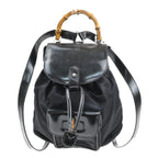 Gucci Vintage Bamboo Backpack Nylon And Patent Leather Black Nylon Backpack Bag (Authentic Pre-Loved)