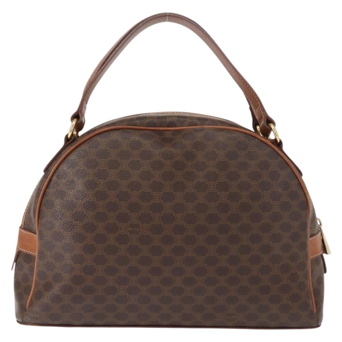 Celine Vintage Macadam Handbag Canvas And Leather Brown Canvas Handbag (Authentic Pre-Loved)