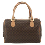 Celine Vintage Macadam Boston Bag Canvas And Leather Brown Canvas Handbag (Authentic Pre-Loved)