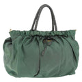 Prada Convertible Bow Tote Tessuto Green Nylon Handbag (Authentic Pre-Loved)