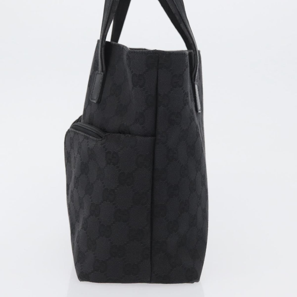 Gucci Double Pocket Tote Gg Canvas Black Canvas Handbag (Authentic Pre-Loved)