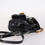 Gucci Vintage Bamboo Backpack Patent Black Patent_Leather Backpack Bag (Authentic Pre-Loved)
