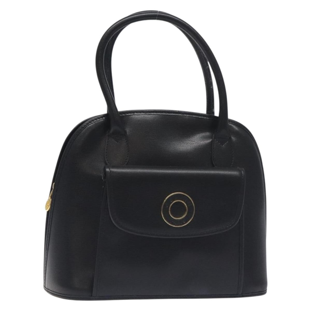 Celine Circle Logo Handbag Leather Black Leather Bag (Authentic Pre-Loved)