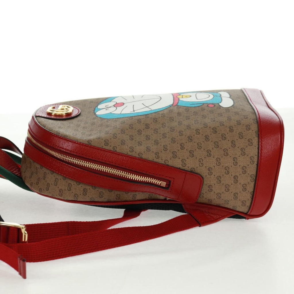 Gucci Doraemon Zip Backpack Printed Mini Gg Coated Canvas Beige Canvas Backpack Bag (Authentic Pre-Loved)