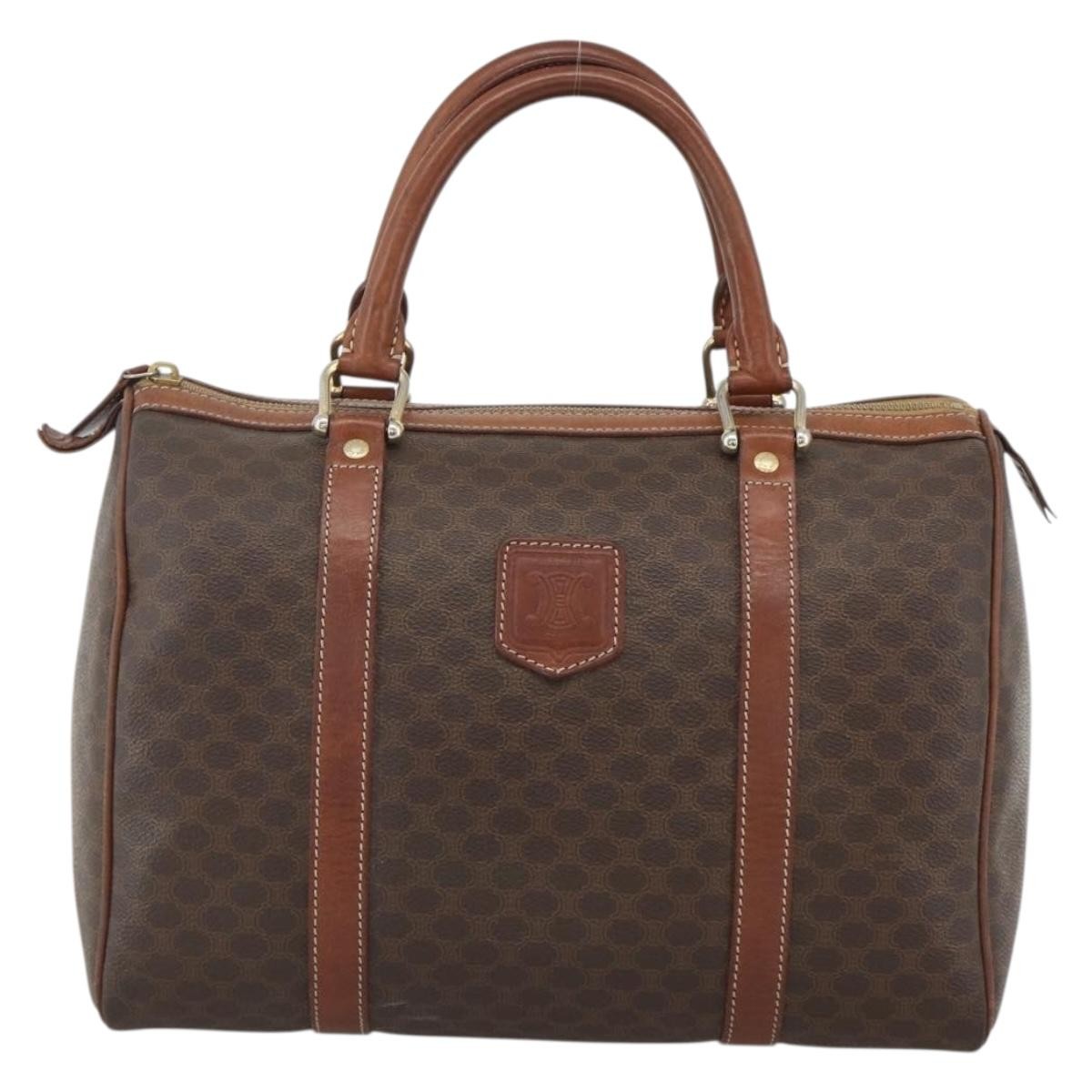 Celine Macadam Handbag Macadam With Leather Brown Canvas Handbag (Authentic Pre-Loved)